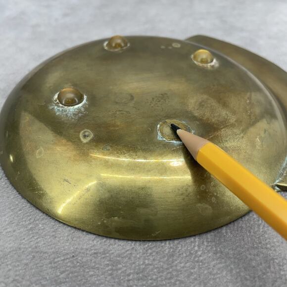 Vintage Solid Brass "Pocket Change" Dish Coin Trinket Tray Dresser MCM Patina - Picture 3 of 10